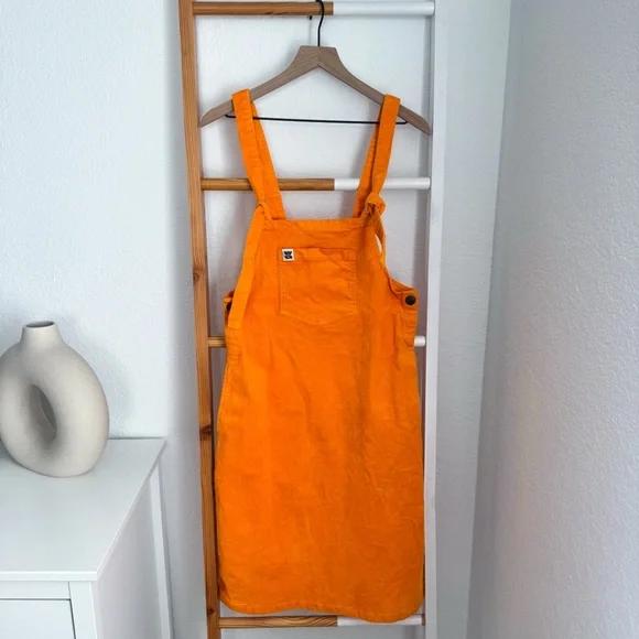 Lucy & Yak Mini Pini Corduroy Overall Dress Orange - Picture 3 of 13
